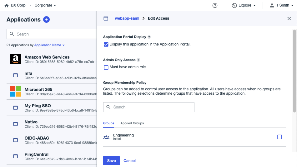 A screenshot from the PingOne data security tool